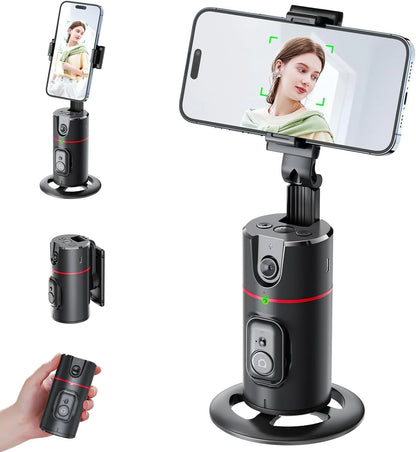 Auto Face Tracking Phone Holder Tripod, No App Required, 360° Rotation Smart Face Body Tracking Tripod Selfie Phone Camera Mount Cell Phone Stand for TIK Tok, Vlog, Live Streaming, Youtube Video