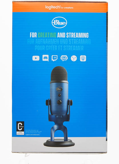 Yeti USB Mic for Recording and Streaming on PC and Mac,  VO!CE Effects, 4 Pickup Patterns, Headphone Output and Volume Control, Adjustable Stand, Plug and Play – Midnight