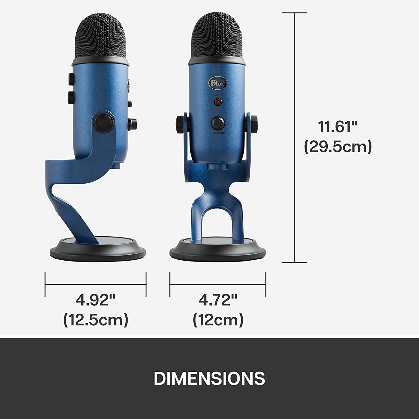 Yeti USB Mic for Recording and Streaming on PC and Mac,  VO!CE Effects, 4 Pickup Patterns, Headphone Output and Volume Control, Adjustable Stand, Plug and Play – Midnight